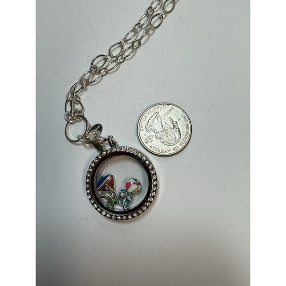 Origami Owl Summer Beach Time Charm Locket Long Necklace - Picture 4 of 5